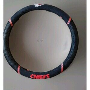 KC Chiefs Steering Wheel Cover NFL Football Mesh‎ Embroidered Logo Super Fan
